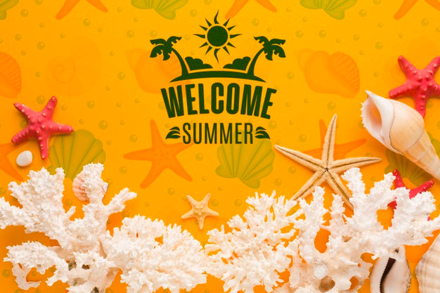 Free Flat Lay White Coral With Starfishes Mock-Up Psd