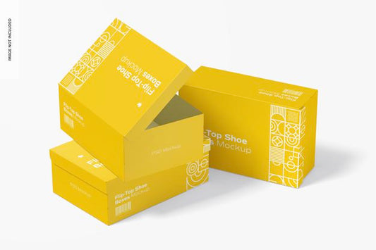 Free Flip-Top Shoe Boxes Mockup, Left View Psd