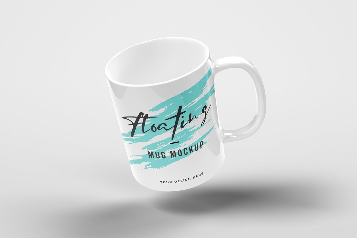 Free Floating Mug Mockup