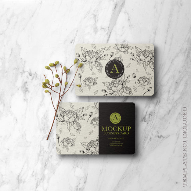 Free Floral Business Card Mockup Psd