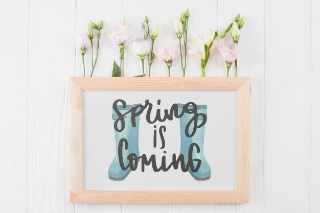 Free Floral Frame Composition For Spring Psd