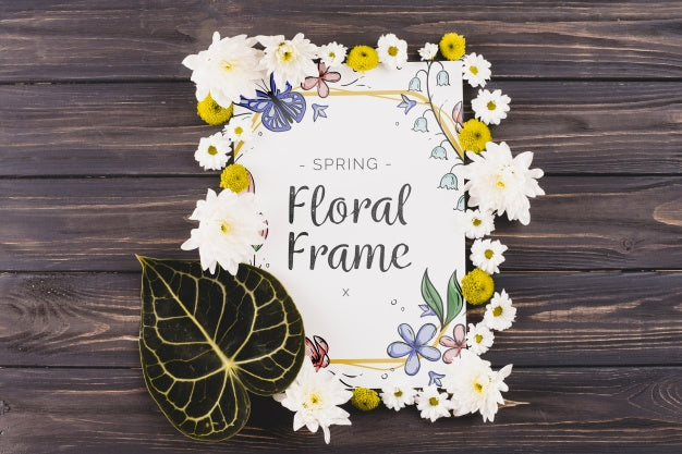 Free Floral Frame Composition For Spring Psd