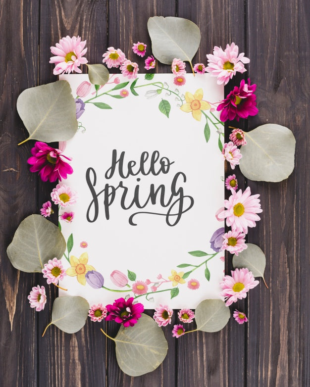 Free Floral Frame Composition For Spring Psd