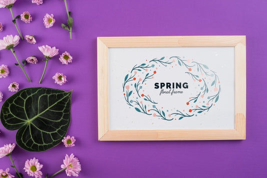 Free Floral Frame Composition For Spring Psd