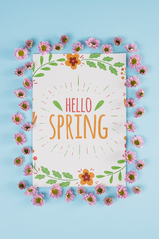 Free Floral Frame Composition For Spring Psd