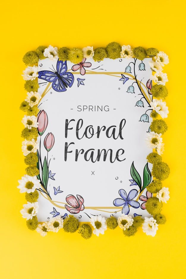 Free Floral Frame Composition For Spring Psd