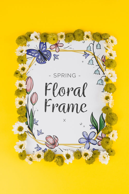 Free Floral Frame Composition For Spring Psd