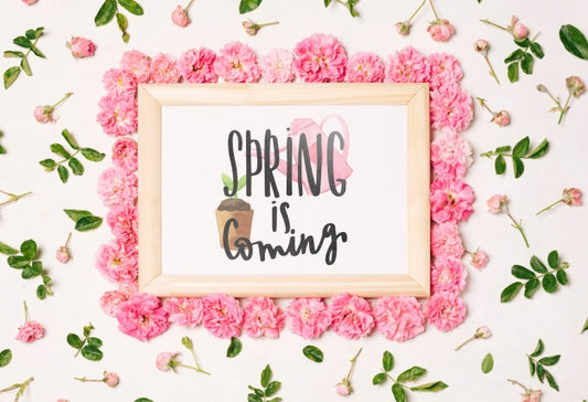 Free Floral Frame Composition For Spring Psd