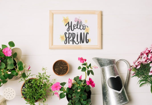 Free Floral Frame Composition For Spring Psd