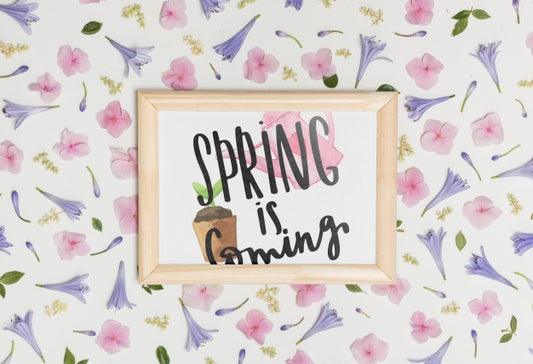 Free Floral Frame Composition For Spring Psd