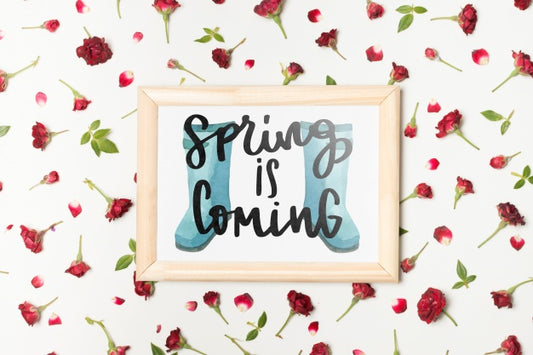 Free Floral Frame Composition For Spring Psd