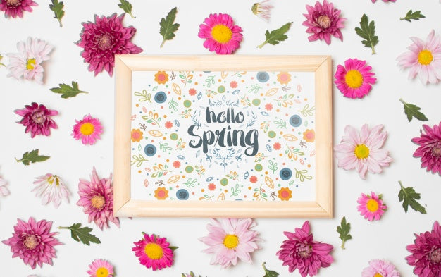 Free Floral Frame Composition For Spring Psd