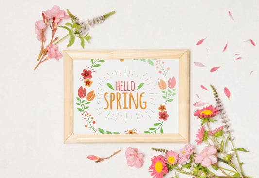 Free Floral Frame Composition For Spring Psd