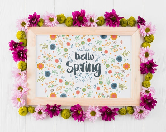 Free Floral Frame Composition For Spring Psd