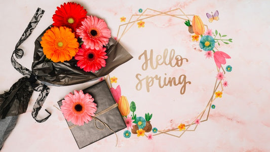 Free Floral Frame Mockup For Spring Psd