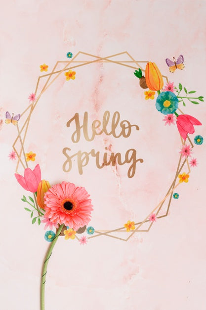 Free Floral Frame Mockup For Spring Psd