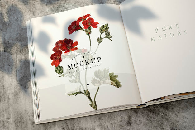 Free Floral Magazine Mockup With Blank Space Psd