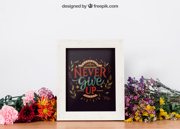 Free Floral Mockup Of Decorative Frame Psd