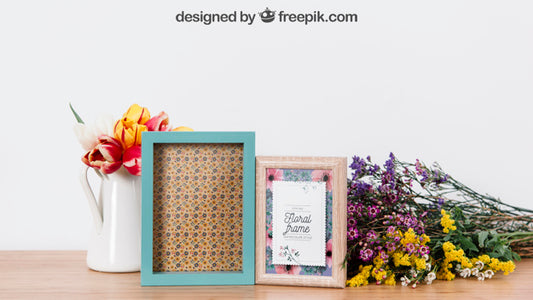 Free Floral Mockup Of Frames Psd