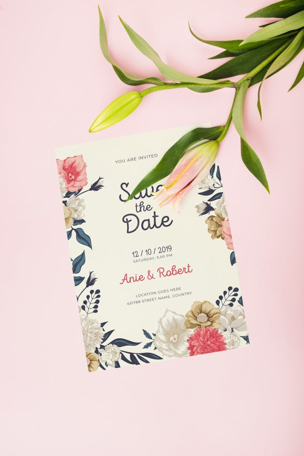 Free Floral Wedding Invitation Mockup Psd