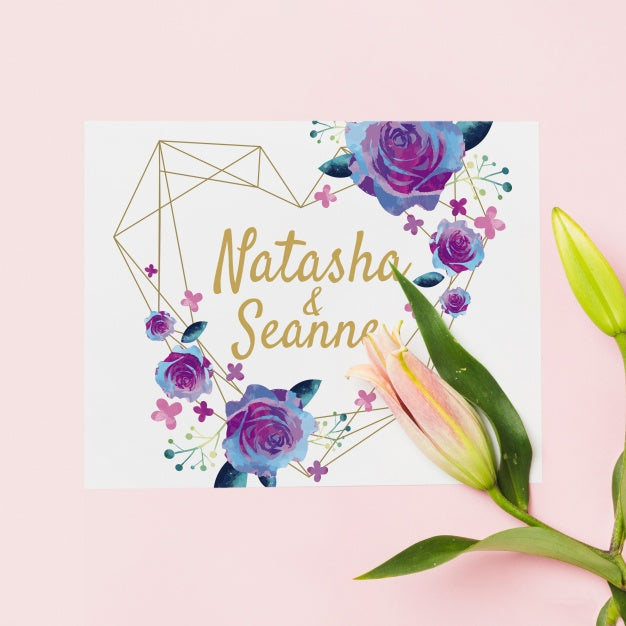 Free Floral Wedding Invitation Mockup Psd