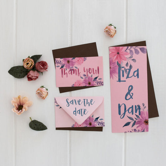 Free Floral Wedding Invitation Mockup Watercolor Psd