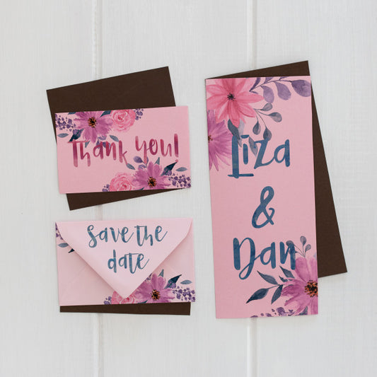 Free Floral Wedding Invitation Mockup Watercolor Psd