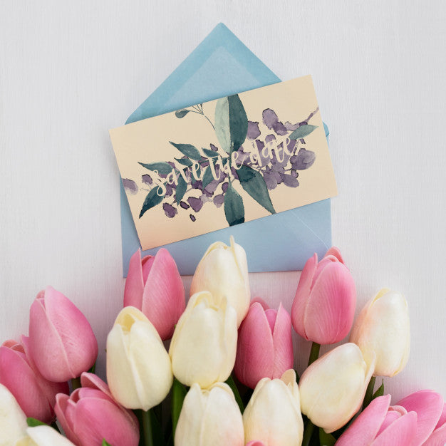 Free Floral Wedding Invitation Mockup Watercolor Psd