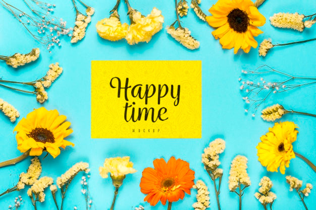 Free Flowers Assortment With Message Psd