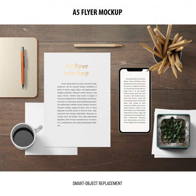 Free Flyer Mockup In A Desktop Psd