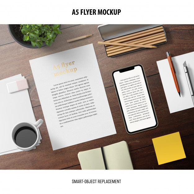 Free Flyer Mockup In A Desktop Psd