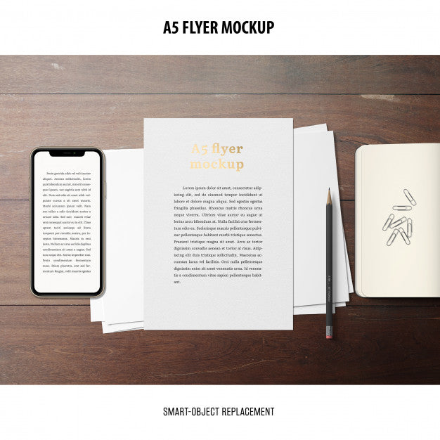 Free Flyer Mockup In A Desktop Psd