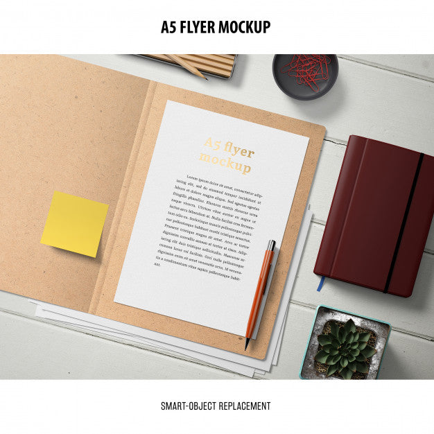 Free Flyer Mockup In A Desktop Psd