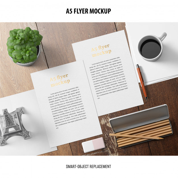 Free Flyer Mockup In A Desktop Psd