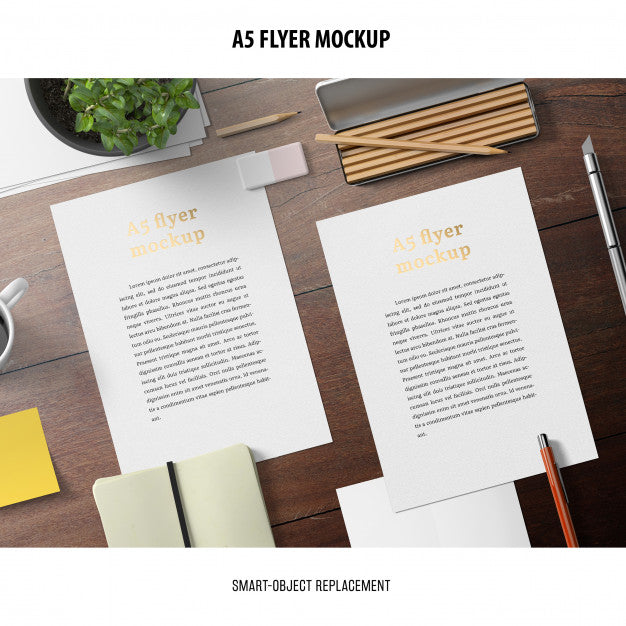 Free Flyer Mockup In A Desktop Psd