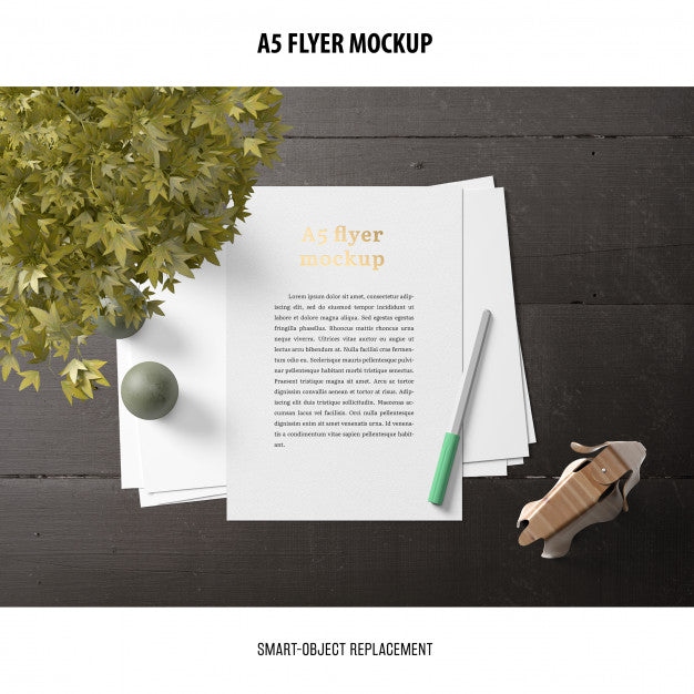 Free Flyer Mockup In A Desktop Psd