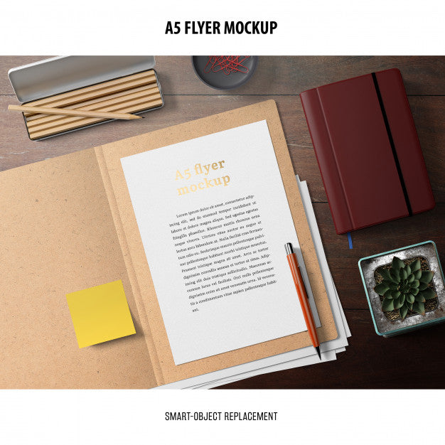 Free Flyer Mockup In A Desktop Psd