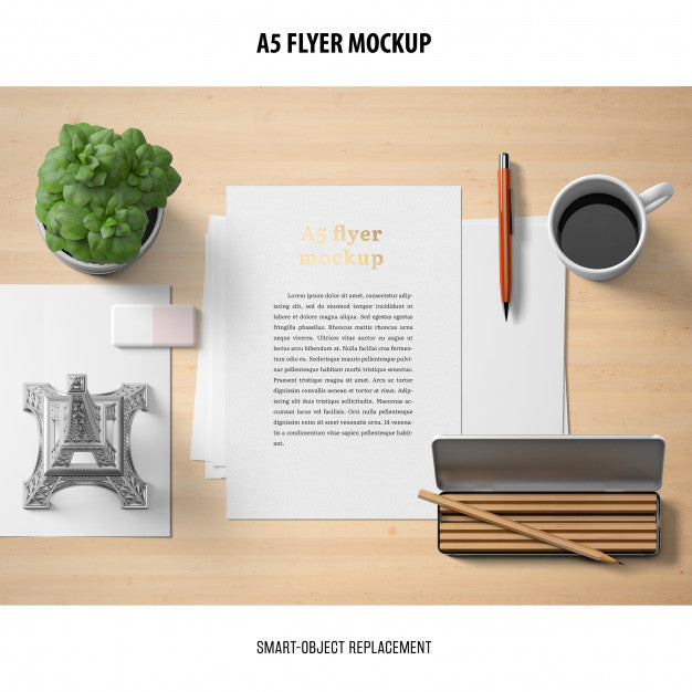 Free Flyer Mockup In A Desktop Psd