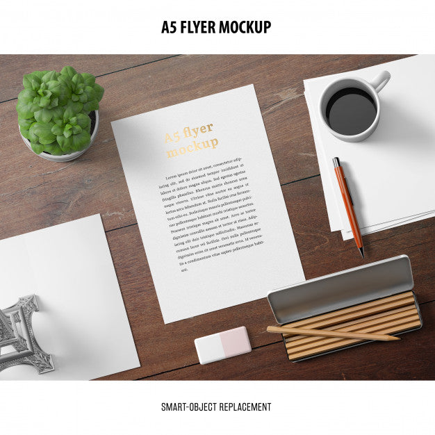 Free Flyer Mockup In A Desktop Psd