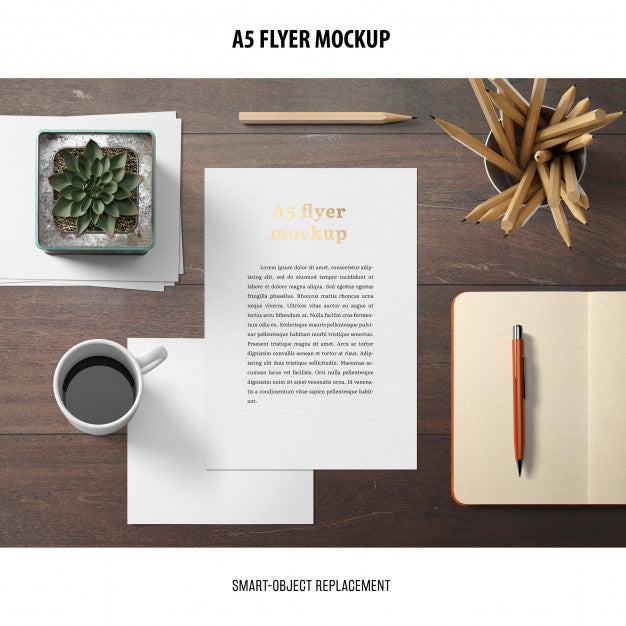 Free Flyer Mockup In A Desktop Psd