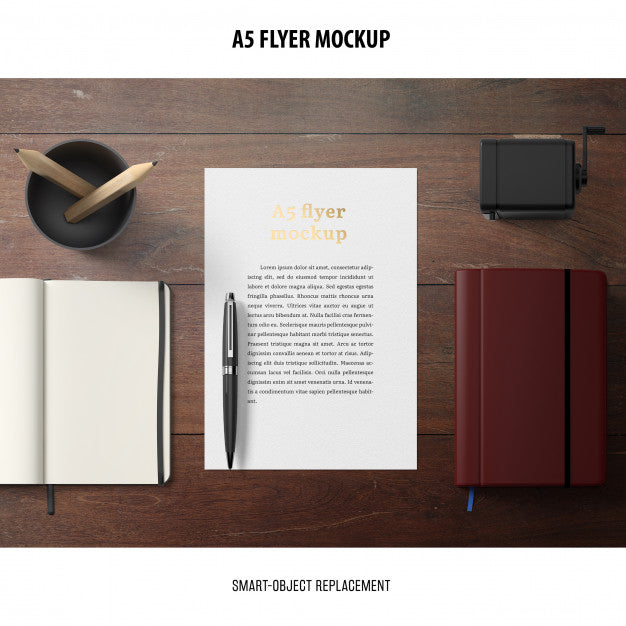 Free Flyer Mockup In A Desktop Psd