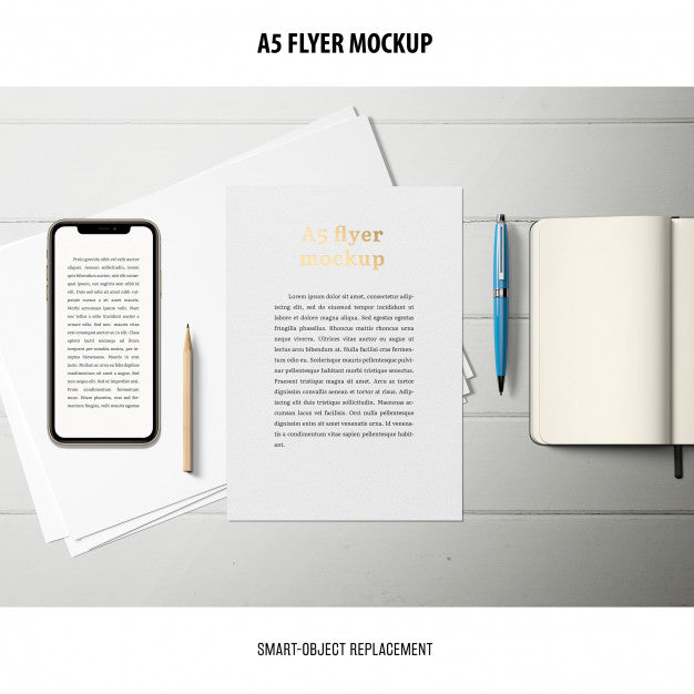 Free Flyer Mockup In A Desktop Psd