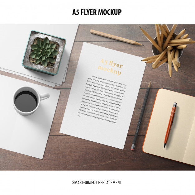 Free Flyer Mockup In A Desktop Psd