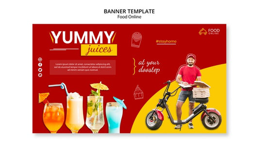 Free Food Online Concept Banner Mock-Up Psd