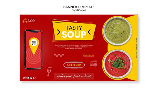 Free Food Online Concept Banner Mock-Up Psd