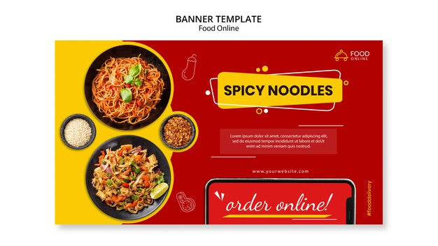 Free Food Online Concept Banner Mock-Up Psd