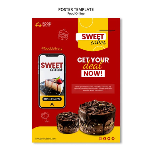 Free Food Online Concept Poster Mock-Up Psd