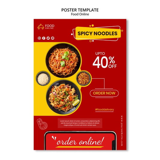 Free Food Online Concept Poster Mock-Up Psd