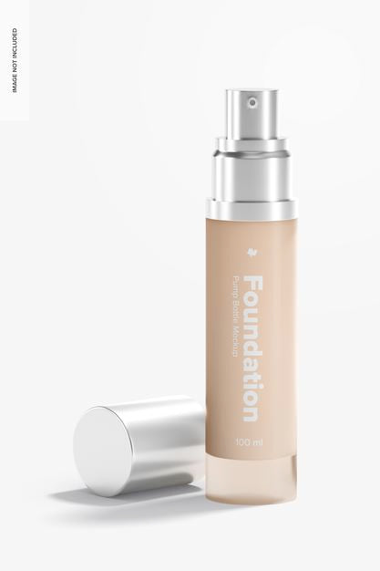 Free Foundation Pump Bottle Mockup, Opened Psd