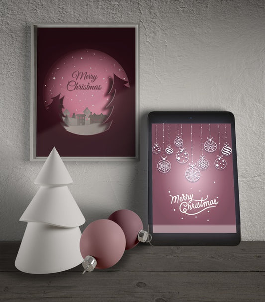 Free Frame And Tablet With Christmas Theme Psd